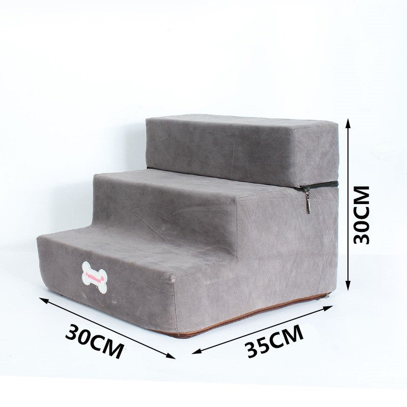 Detachable Soft Dog Stairs | 3 Step Ladder for Small Dogs Light Grey / 30x35x30cm home