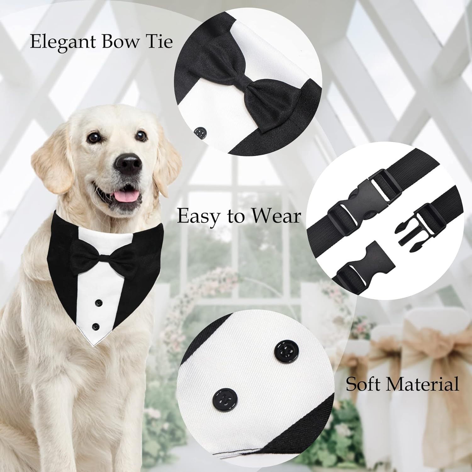 Dog Tuxedo And Bow Tie Formal Costume | Adjustable Wedding And Party Outfit costumes
