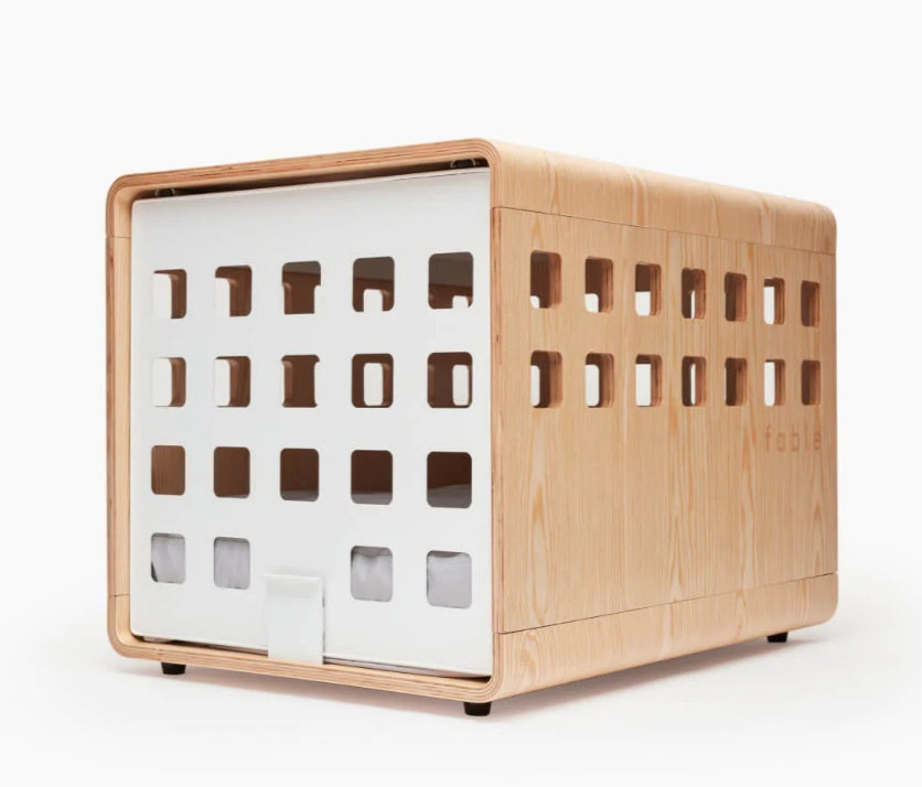 Modern Solid Wood Indoor Dog House | Luxury Dog Kennel with Clear Acrylic Panel house