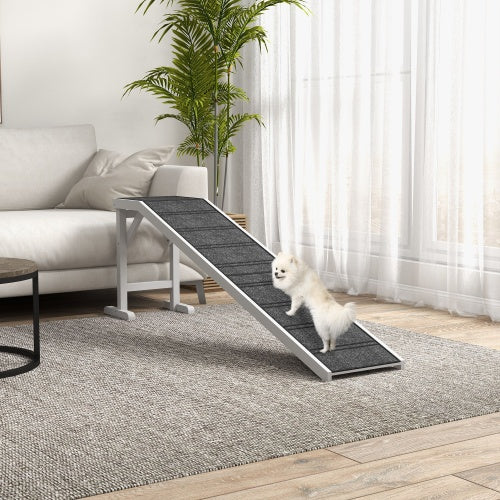 PawHut Wooden Dog Ramp with Non slip Carpet And Top Platform Wooden ramps home