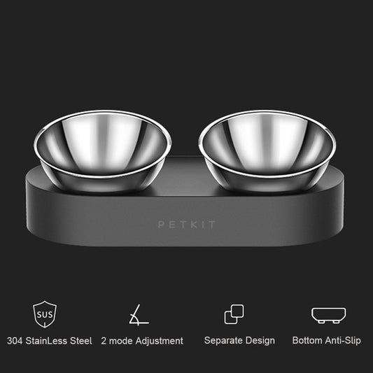Adjustable Stainless Steel Pet Dog Cat Double Bowls Anti Slip food