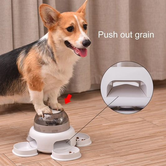 Interactive Dog Food Puzzle Dispenser | Automatic Slow Feeder Toy for Dogs White / Including Plate food