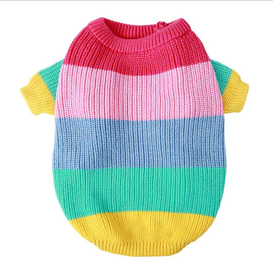 Rainbow Knit Dog Sweater: Warm Wool Pullover for Small to Large Dog Breeds Accessories