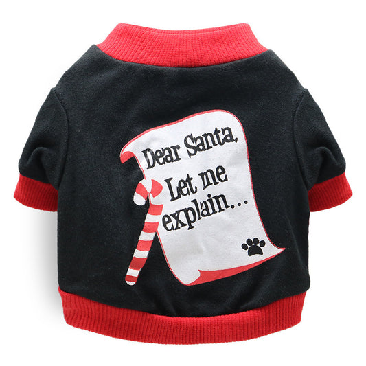 Casual Christmas Pet Dog T shirt Cotton Holiday Dog Apparel christmas