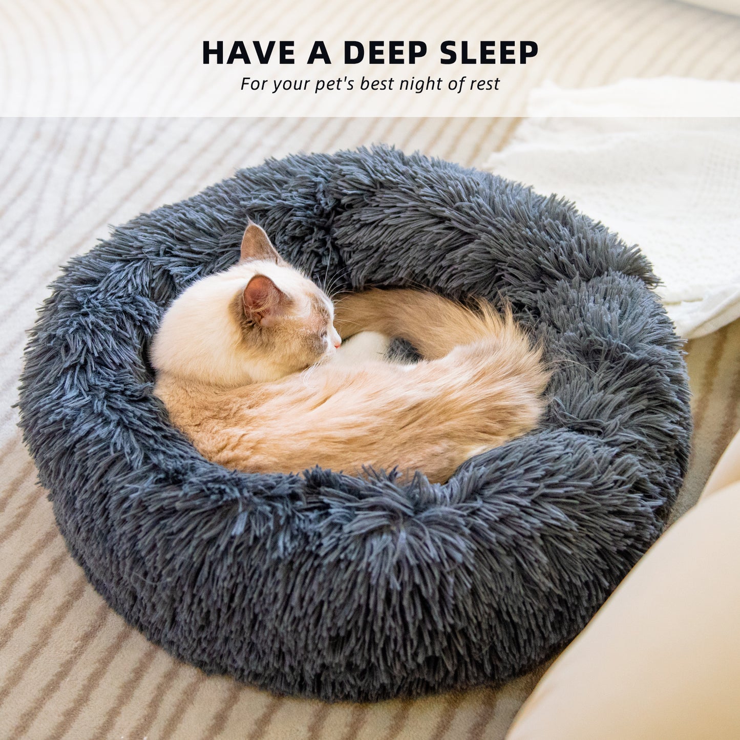 Calming Donut Dog Bed | Washable Plush Dog Cushion for Anxiety Relief beds