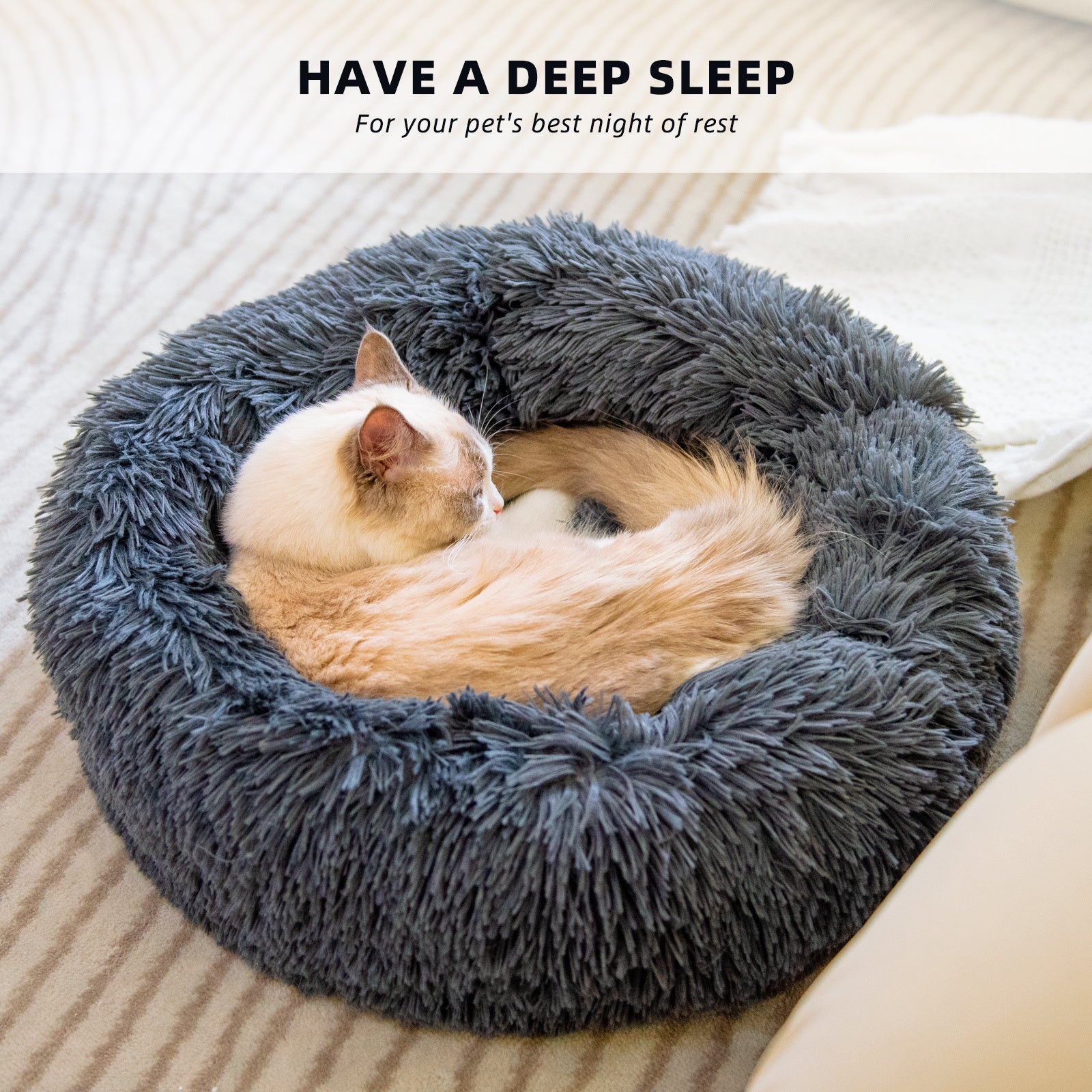 Calming Donut Dog Bed | Washable Plush Dog Cushion for Anxiety Relief beds