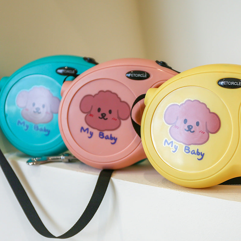Cartoon Retractable Dog Leash 5m Long Dog Traction Belt Accessories