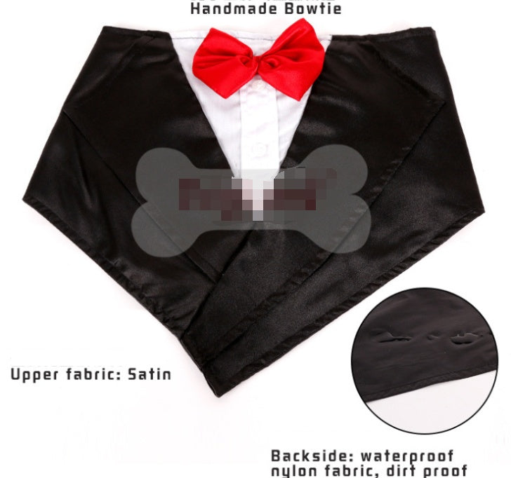 Wedding Tuxedo Dog Scarf: Adjustable Triangle Bandana for Large Dogs Accessories