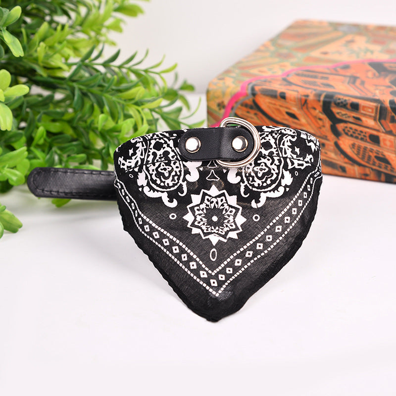 Pet Dog Triangular Binder Scarf: Four Seasons PU Dog Bandana Black Accessories