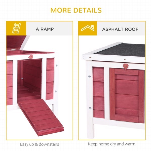 Solid Fir Wood Dog House | Outdoor Dog Kennel with Waterproof Roof Red house