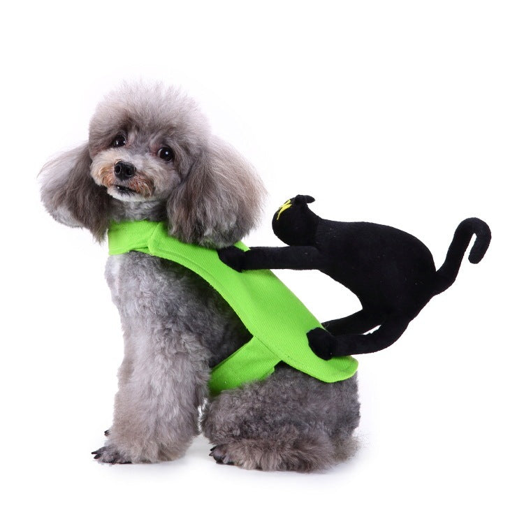 Funny Halloween Dog Costumes Polyester Dog Apparel Ride a cat bat / L halloween