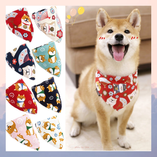 Japanese Style Dog Saliva Towel: Triangle Scarf Collar And Bandana Accessories
