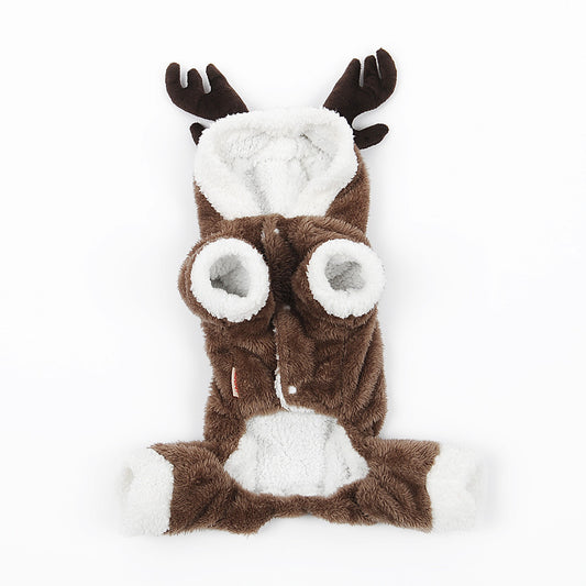 Fun Elk Christmas Dog Clothes Coral Fleece Dog Apparel christmas