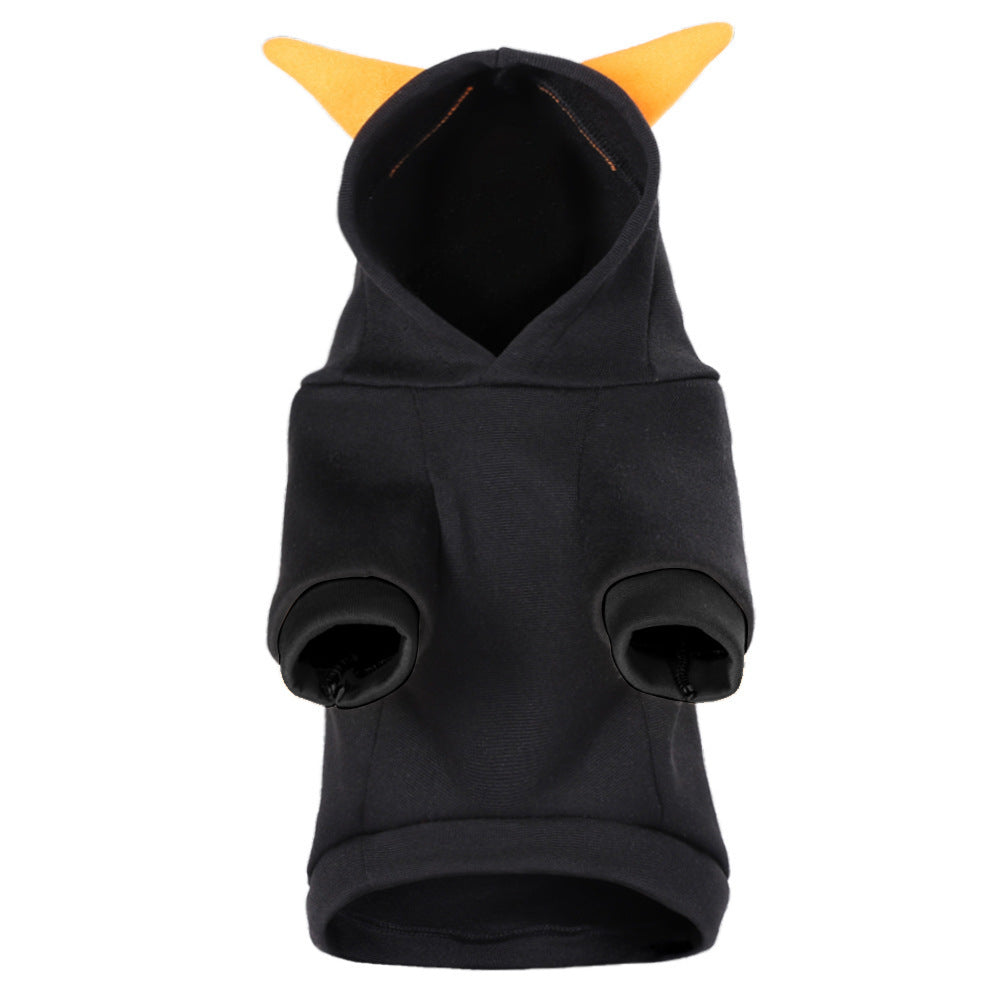Halloween Pumpkin Dog Sweater: Cozy Flannel Hoodie in Black And Yellow Black / L Accessories
