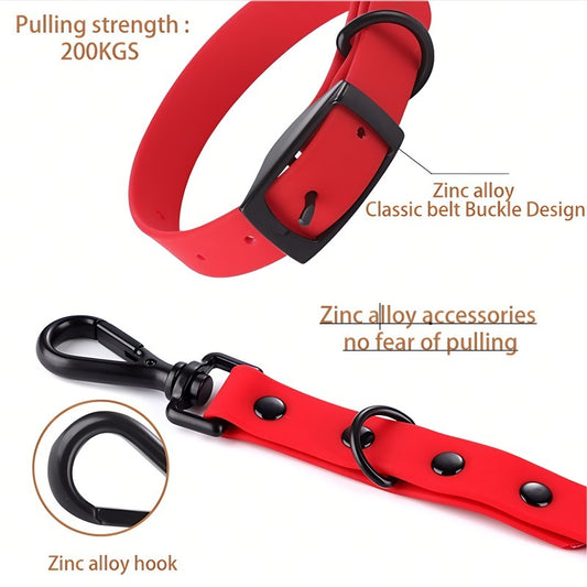 Waterproof Silicone Dog Collar And Leash Set | Easy-to-Clean Dog Collar - Dog Collars & Leashes