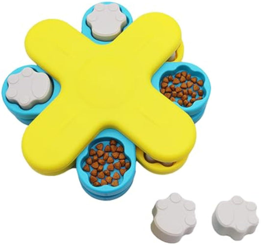 Interactive Dog Puzzle Feeder Toy | Slow Feeder for Dogs IQ Training Yellow food