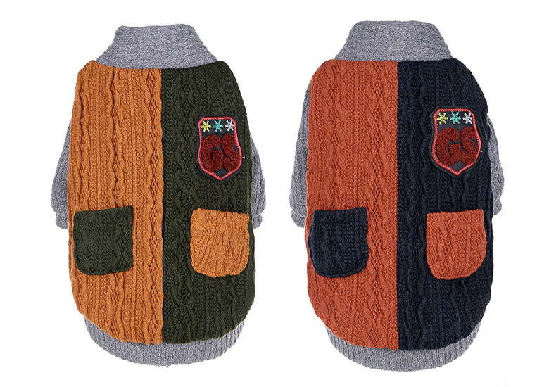Two Toned Knitted Dog Sweater | Warm Cotton Dog Pullover Accessories
