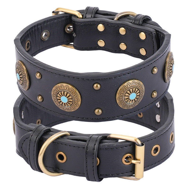 Leather And Canvas Dog Collar | Eco Friendly Collar for Medium to Large Dogs Black / L collar