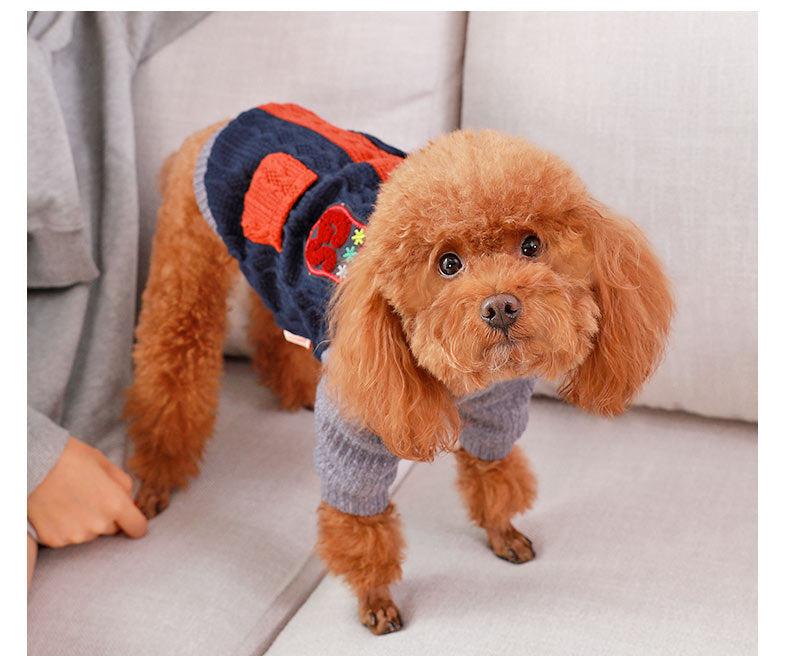 Two Toned Knitted Dog Sweater | Warm Cotton Dog Pullover Accessories