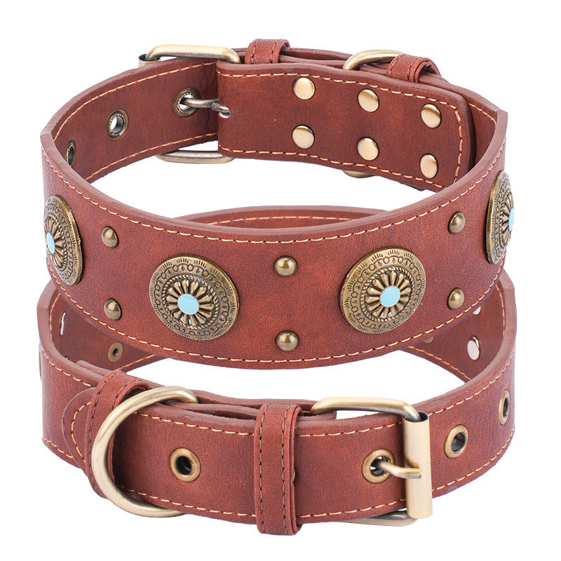 Leather And Canvas Dog Collar | Eco Friendly Collar for Medium to Large Dogs Brown / L collar