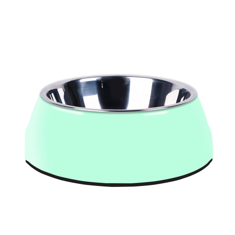 Classic Stainless Steel And Melamine Dog Bowl | Multi Color Dog Dishes for All Sizes Green / L food