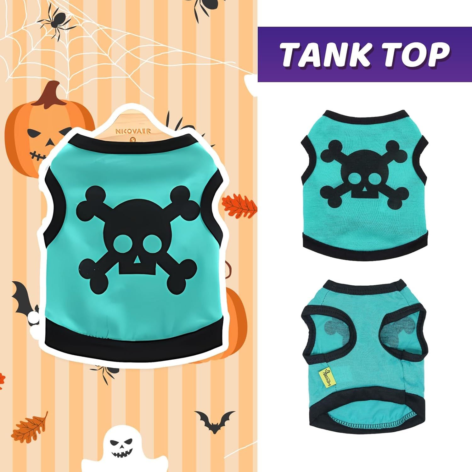 Skull And Bones Halloween Dog Costume| Stretchy Halloween Vest for Dogs costumes