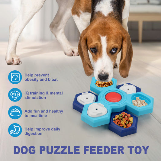 Interactive Dog Slow Feeder Puzzle Bowl | Mental Stimulation Anti Bloat Dog Food Dish Blue food