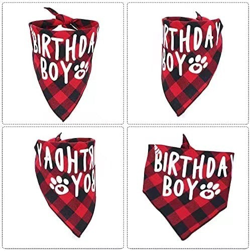Plaid Dog Birthday Scarf College Style Triangle Dog Bib For Dog’s Birthday birthday