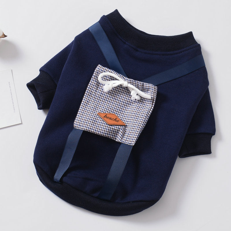Padded Dog Sweater Coat | Casual Dog Sweater with Bag Blue / L Accessories