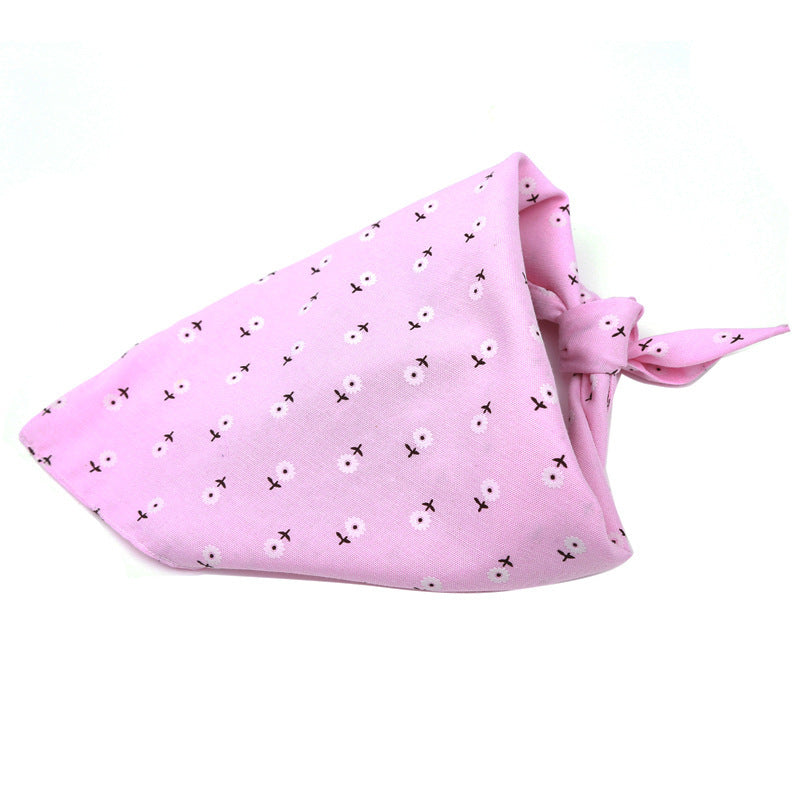 Dog Jewelry Scarf: Double Cotton Triangle Bandana for Dogs Pink flowers / M Accessories
