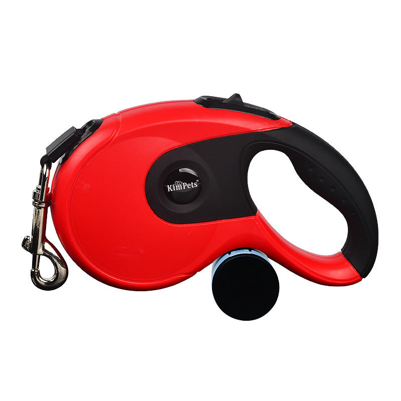 Retractable Dog Leash with One-Button Lock | Soft-Grip Handle For Dogs - Red / 5m - leash