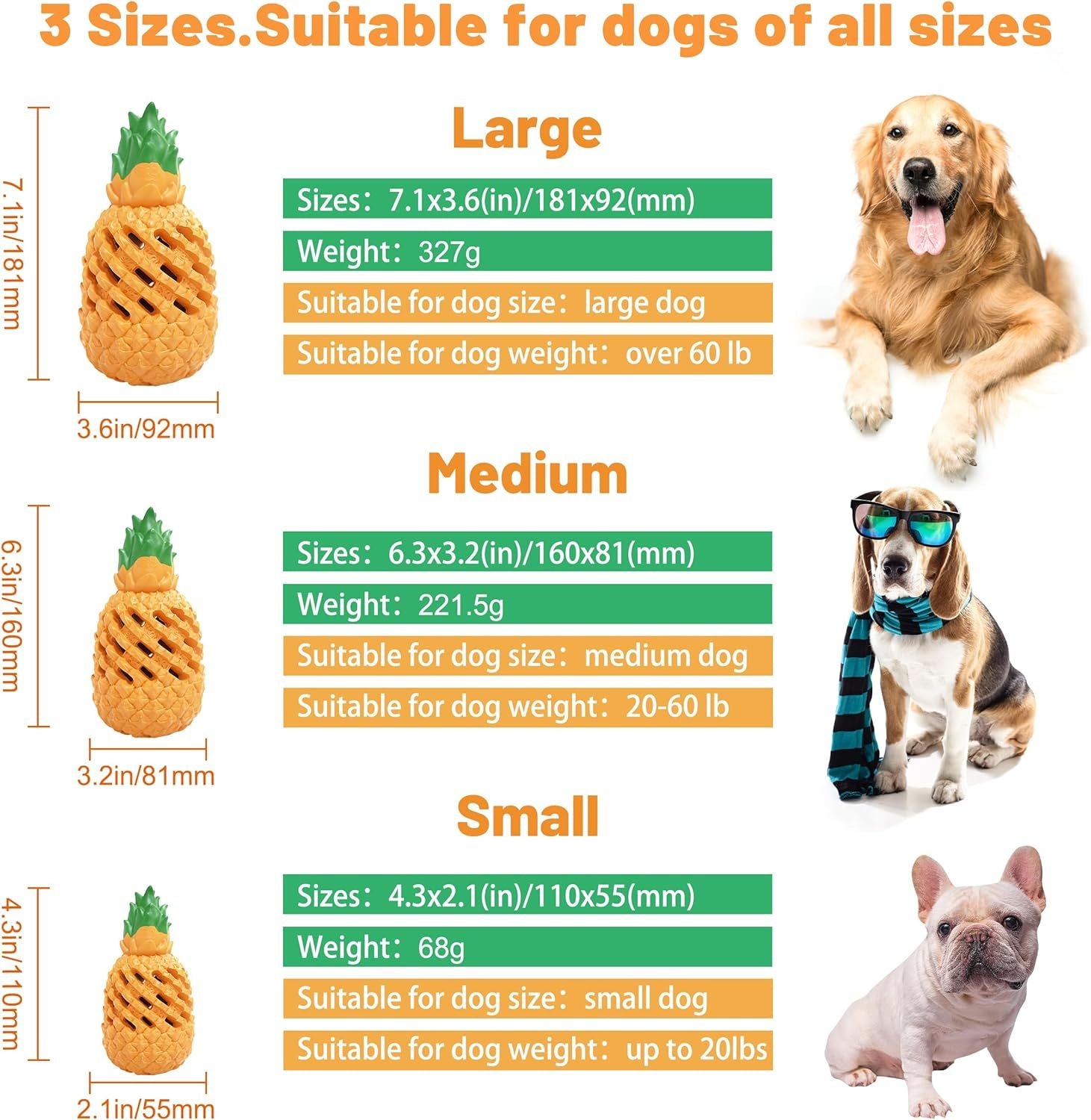 Indestructible Pineapple Dog Chew Toy | Natural Rubber Treat Dispenser for Dogs toys