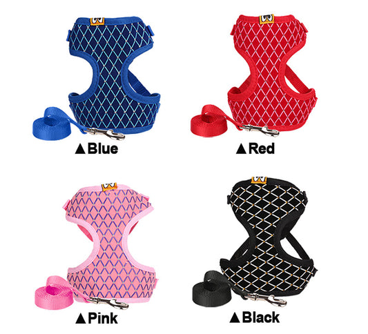 Adjustable Mesh Dog Harness And Leash Set: Padded And Breathable Dog Vest - Accessories