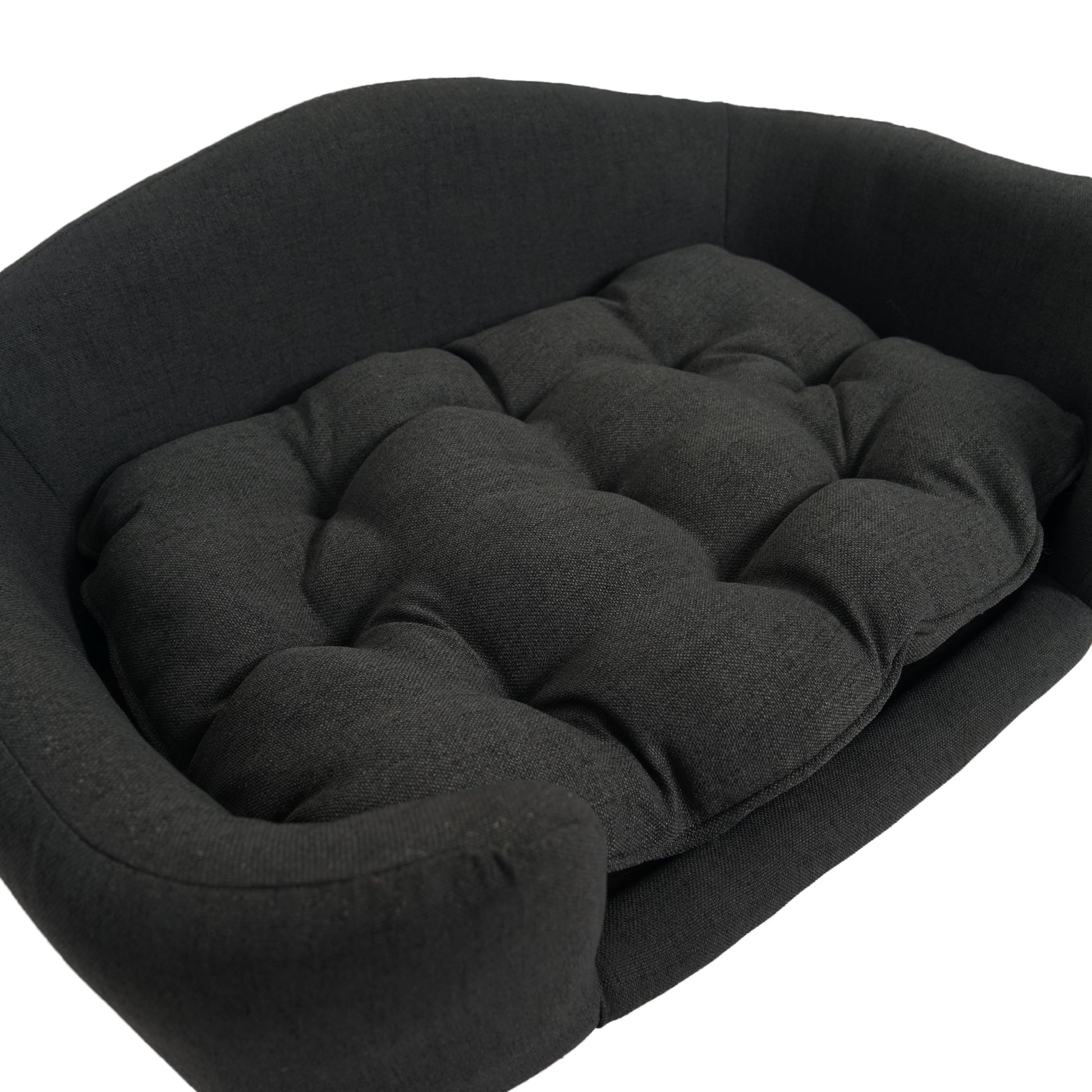 Mid Century Modern Elevated Dog Bed with Tufted Cushion Dark Gray Dog Bed Dark gray Accessories