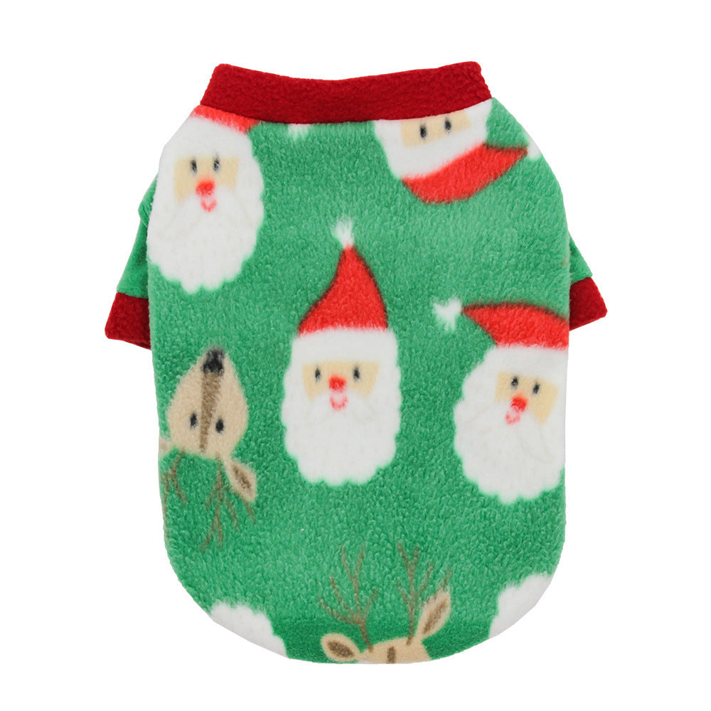 Warm Fleece Christmas Dog Sweater Holiday Dog Apparel Santa green / L christmas