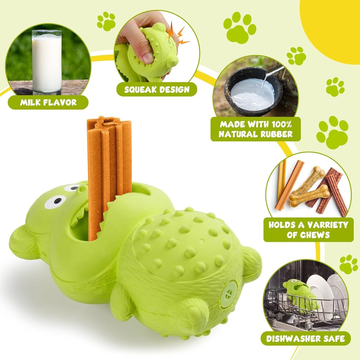 Squeaky Rubber Dog Chew Toy | Interactive Dog Treat Dispenser for Aggressive Chewers beds