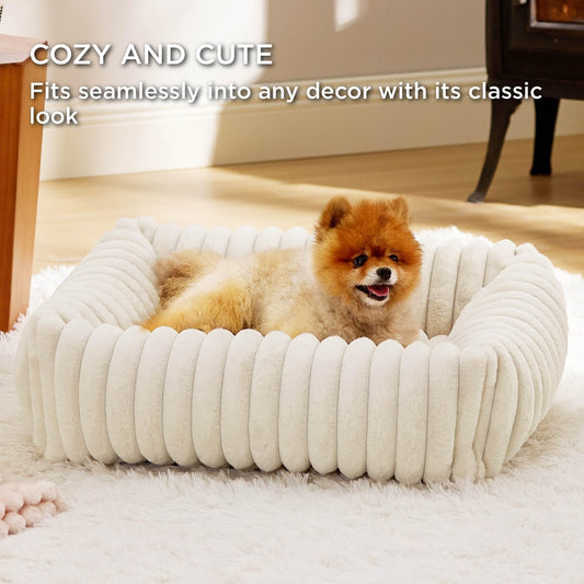 Cozy Corduroy Dog Bed | Winter Warm And Removable Cushion for Dogs beds
