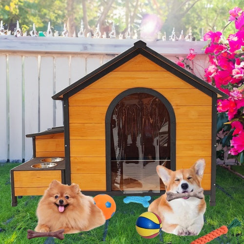 Luxury Solid Wood Dog House | Multi Dog Kennel with Built in Bowls And Storage Solid wood kennels house