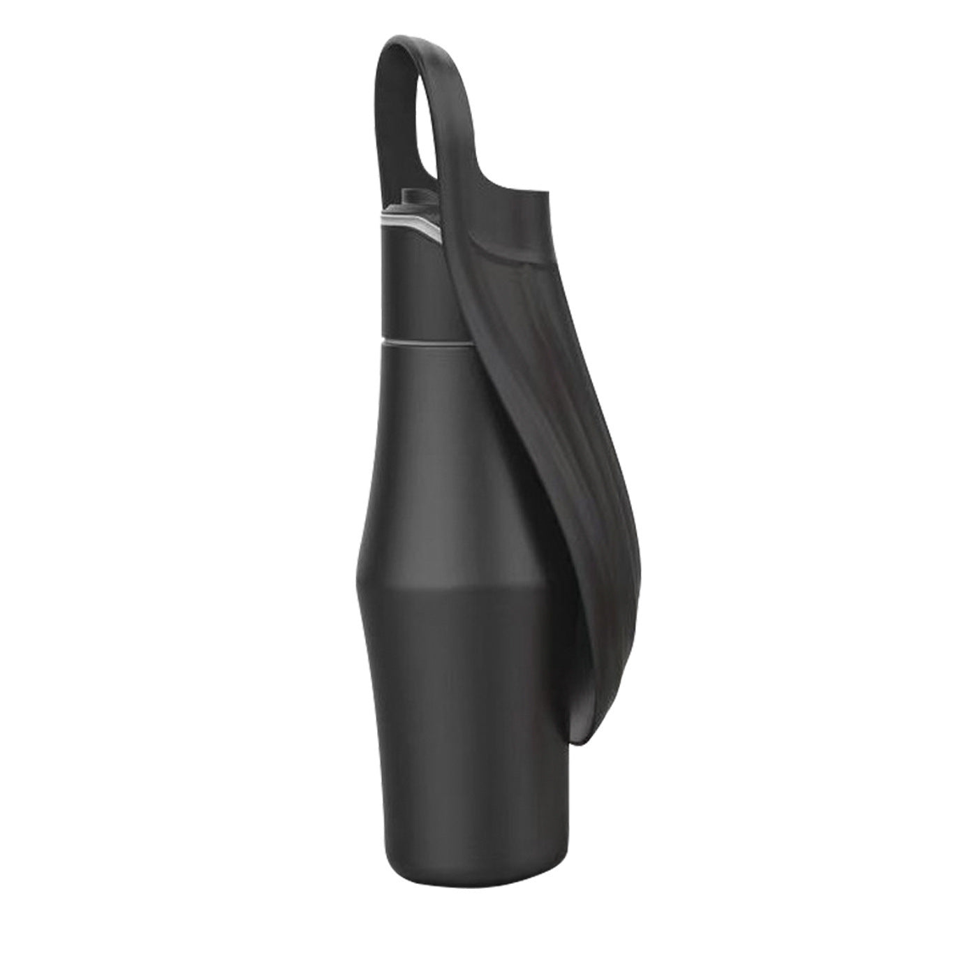 Portable Stainless Steel Dog Water Bottle | Dog Travel Dispenser with Built-in Silicone Bowl - Black - travel