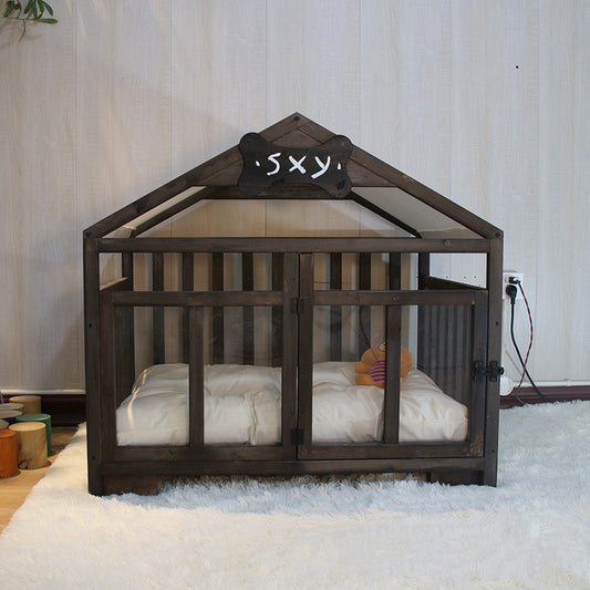 Wooden Dog House | Modern All Season Dog Kennel with Removable Cushion house