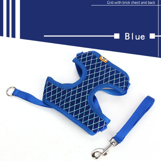 Adjustable Mesh Dog Harness And Leash Set: Padded And Breathable Dog Vest - Blue / L - Accessories