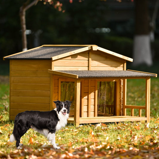 47.2’’ Large Wooden Dog House Outdoor Outdoor & Indoor Dog Crate Beds & Blankets