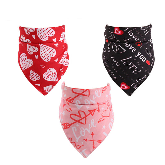 Dog Saliva Towel: Dog Love Triangle Bandana Accessories