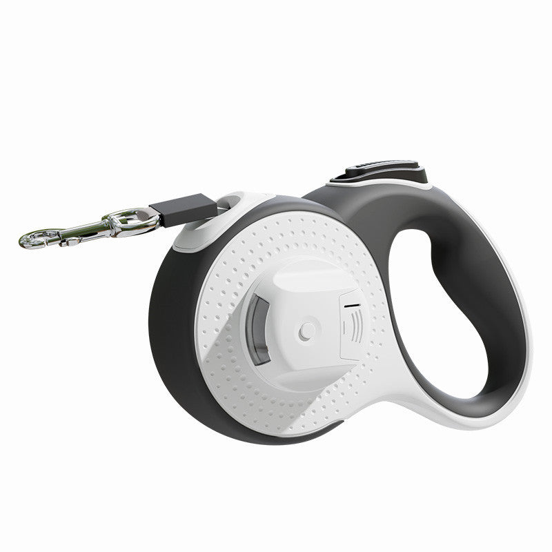 Retractable Dog Leash with LED Light And Waste Bag Dispenser - White - outdoor