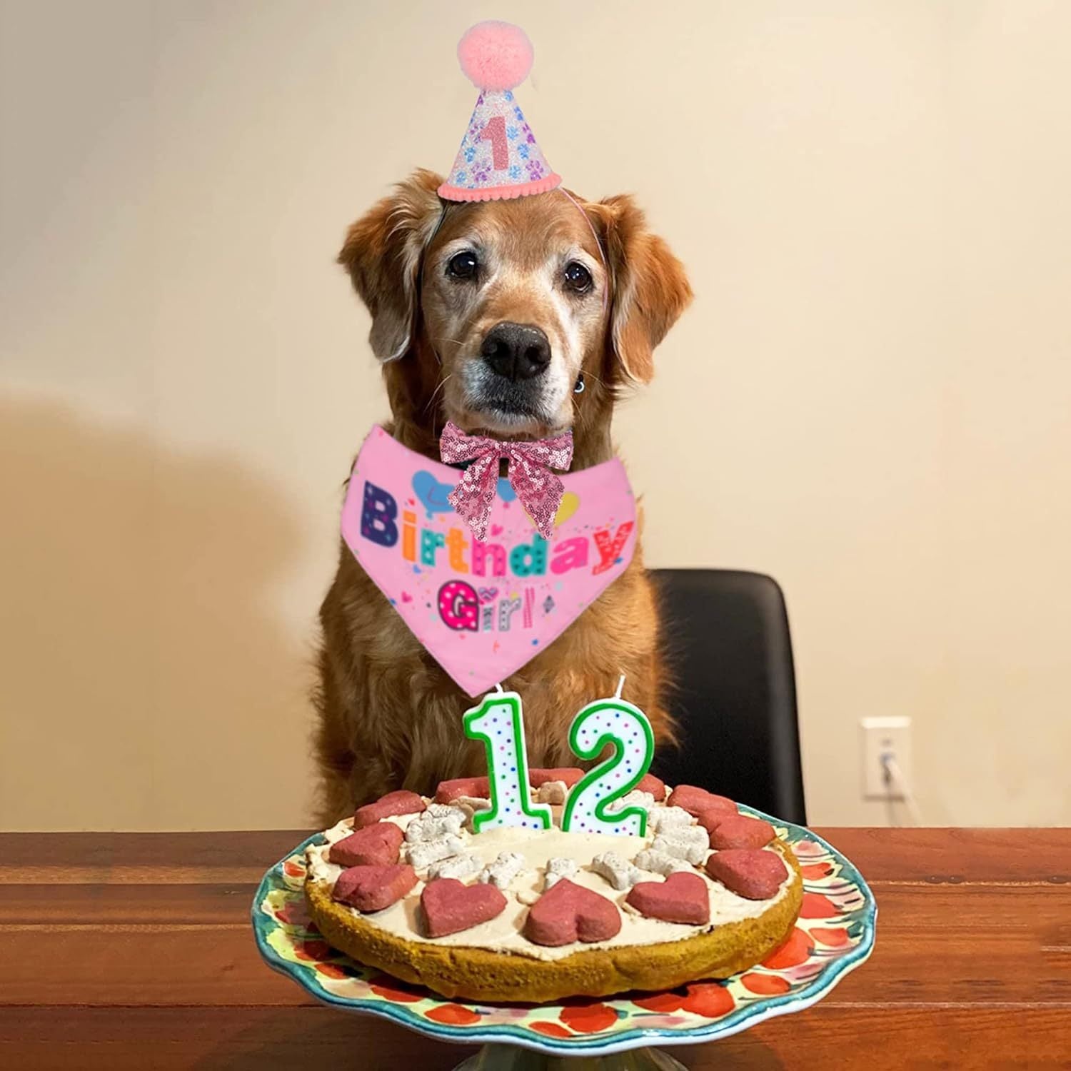 Deluxe Dog Birthday Party Set: Customizable Dog Hat Bandana And Bow Tie for Dog’s Birthdays birthday