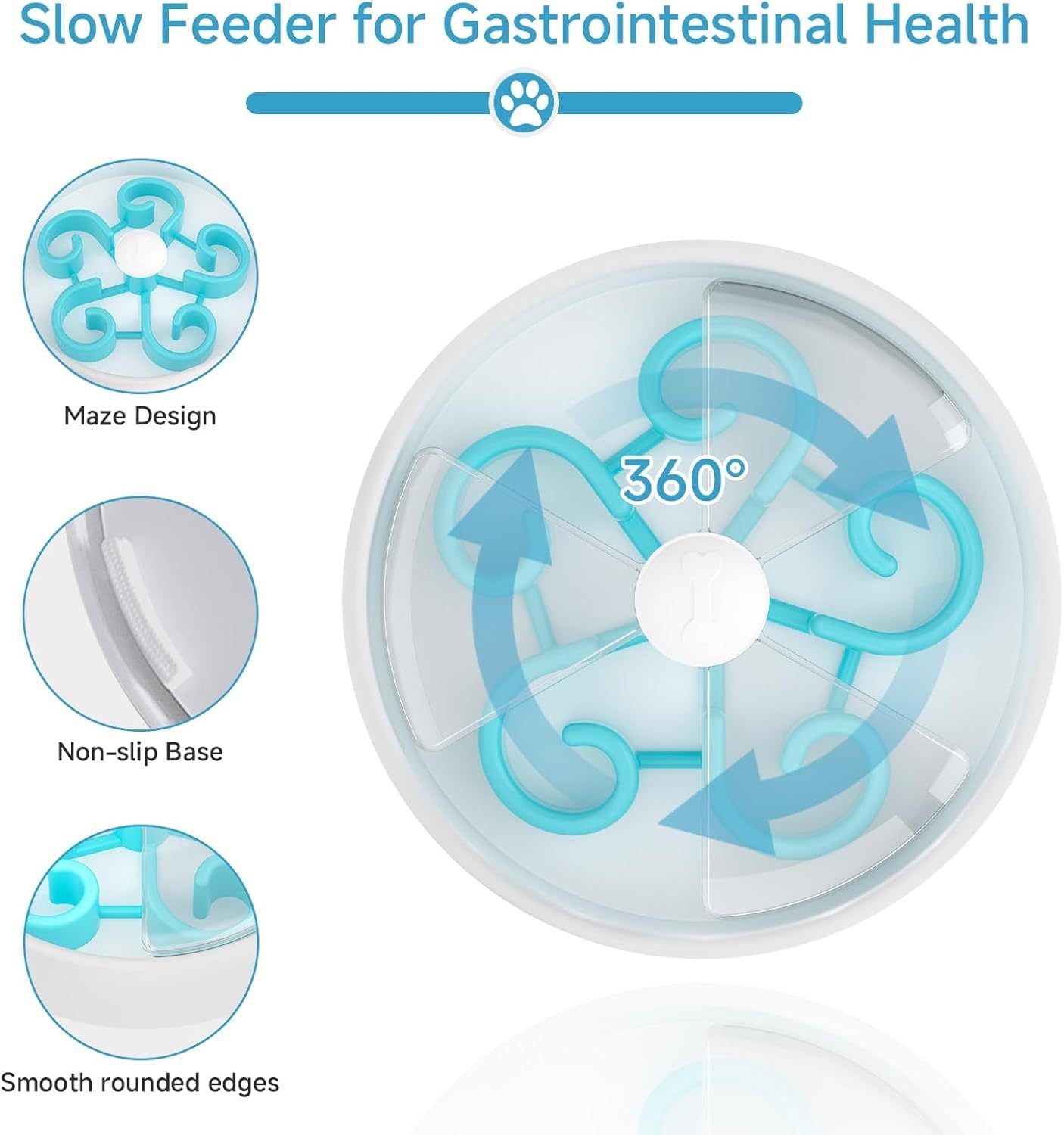Interactive Dog Slow Feeder Puzzle Bowl | Maze Design for Anti Bloat Dog Bowl food