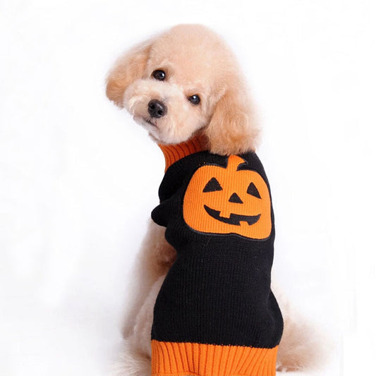 Pet Halloween Dog Knitted Pumpkin Sweater: Acrylic Dog Halloween Costume Accessories