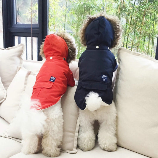 Hooded Cotton Dog Coat | Warm Winter Apparel for Small Dogs - Coats & Dog Vests