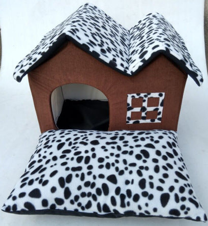 Winter Dog House with Double Roof | Cozy Foldable Dog Kennel Coffee house