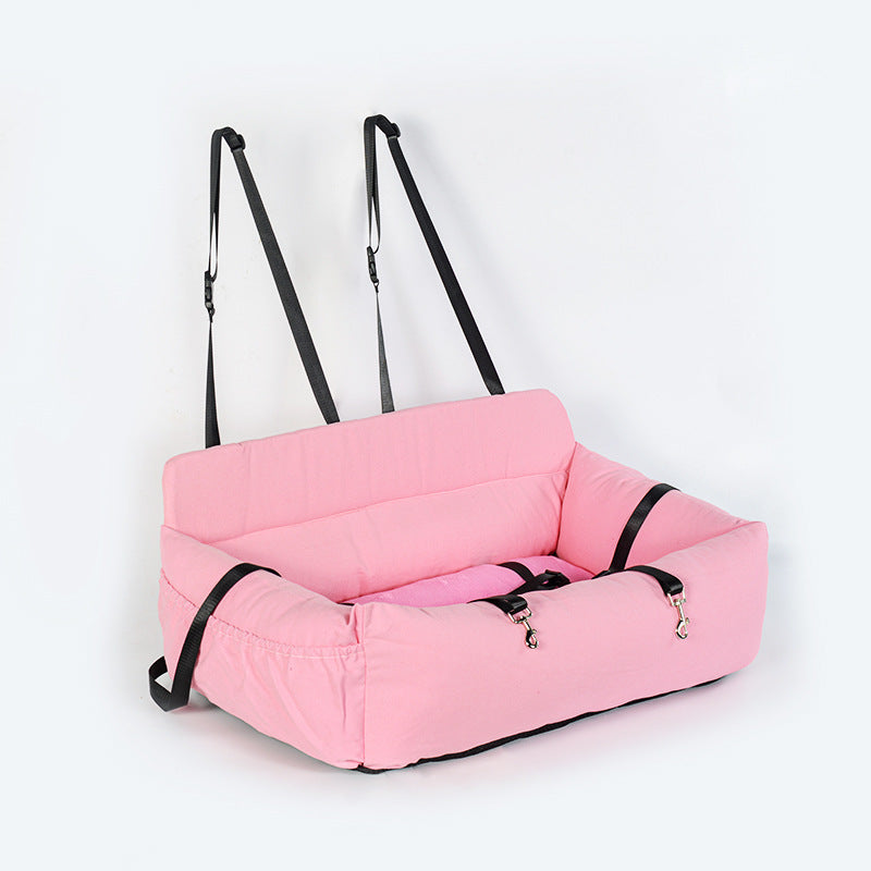 Removable Canvas Dog Travel Car Seat Pad | Durable Pet Bed & Kennel Cover - Pink / 85x50x30cm - travel